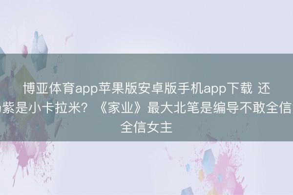 博亚体育app苹果版安卓版手机app下载 还当杨紫是小卡拉米？《家业》最大北笔是编导不敢全信女主