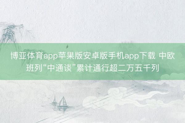 博亚体育app苹果版安卓版手机app下载 中欧班列“中通谈”累计通行超二万五千列